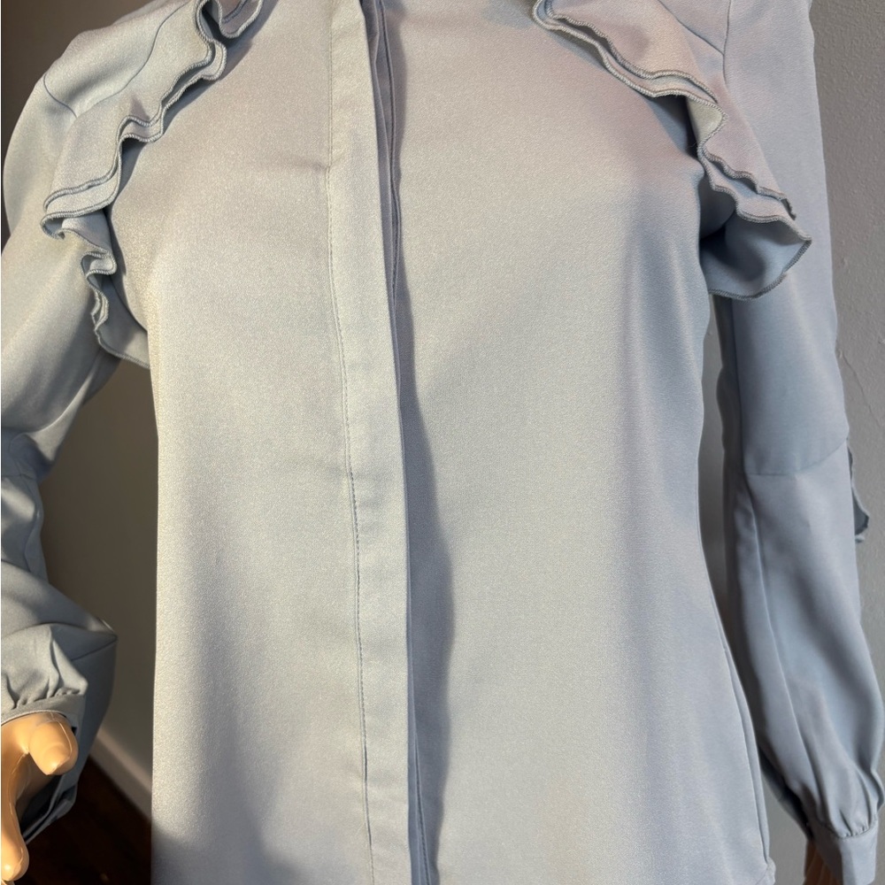 Cistar Gray Long Sleeve Ruffle Blouse Size Small